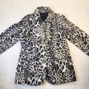 Classy Chico’s Quilted Jacket Coat Womens Size 1 Leopard